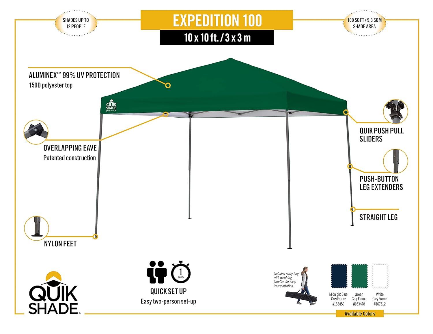 QuikShade Expedition 10 Ft. W x 10 Ft. D Steel Pop-Up Canopy & Reviews | Wayfair