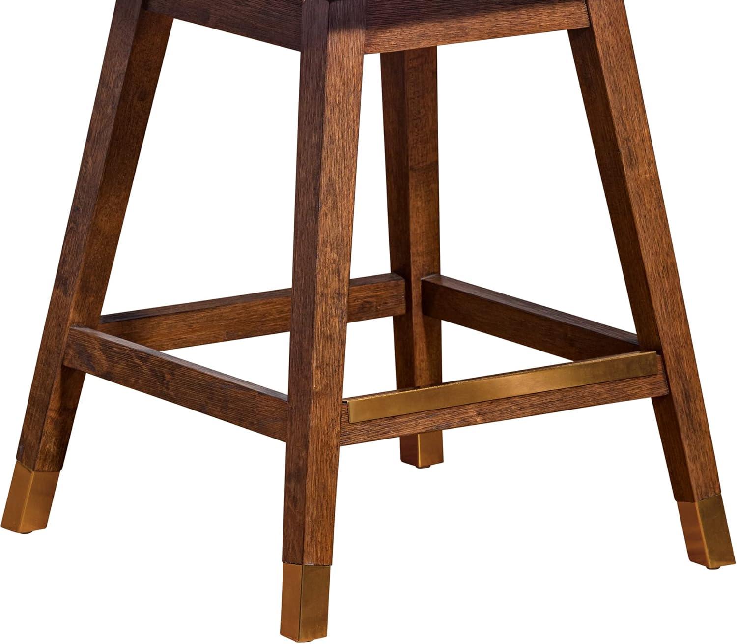 Armen Living Basila Wood Finish with Fabric Swivel Counter Height Barstool Brown Oak/Taupe