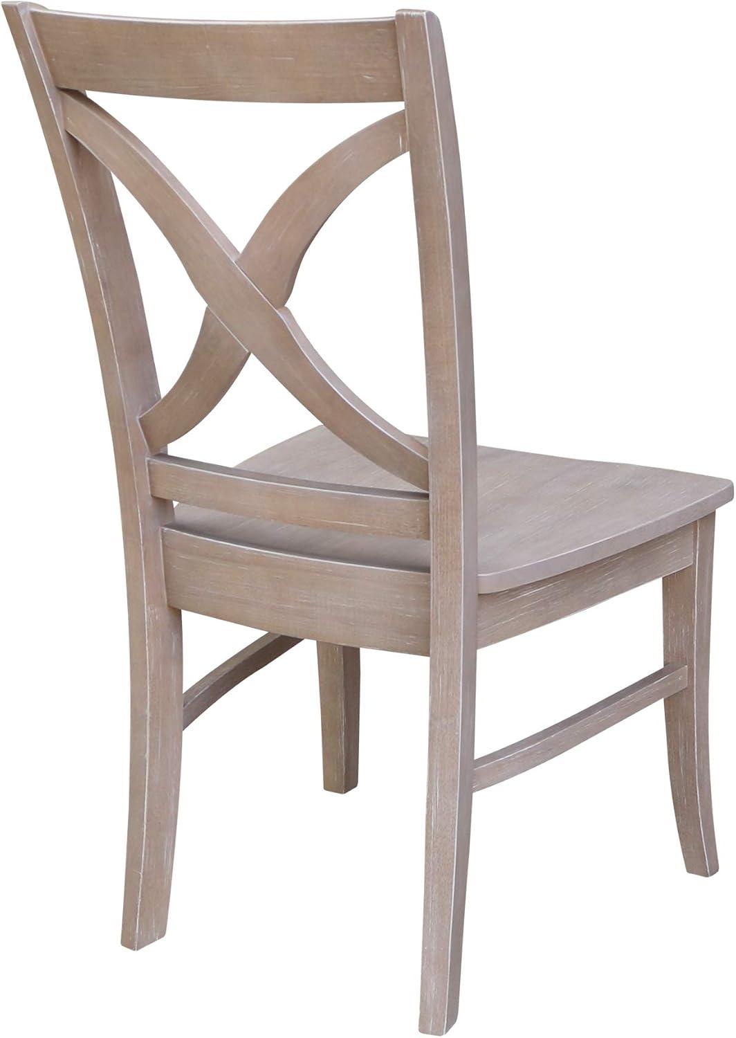 Solid Wood Cross Back Side Chair in Taupe