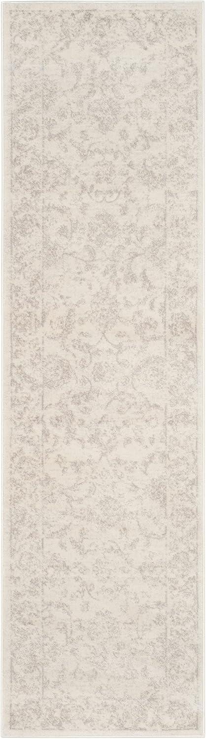 Hand-Knotted Cream & Light Grey Synthetic Runner Rug - 2'3" x 6'