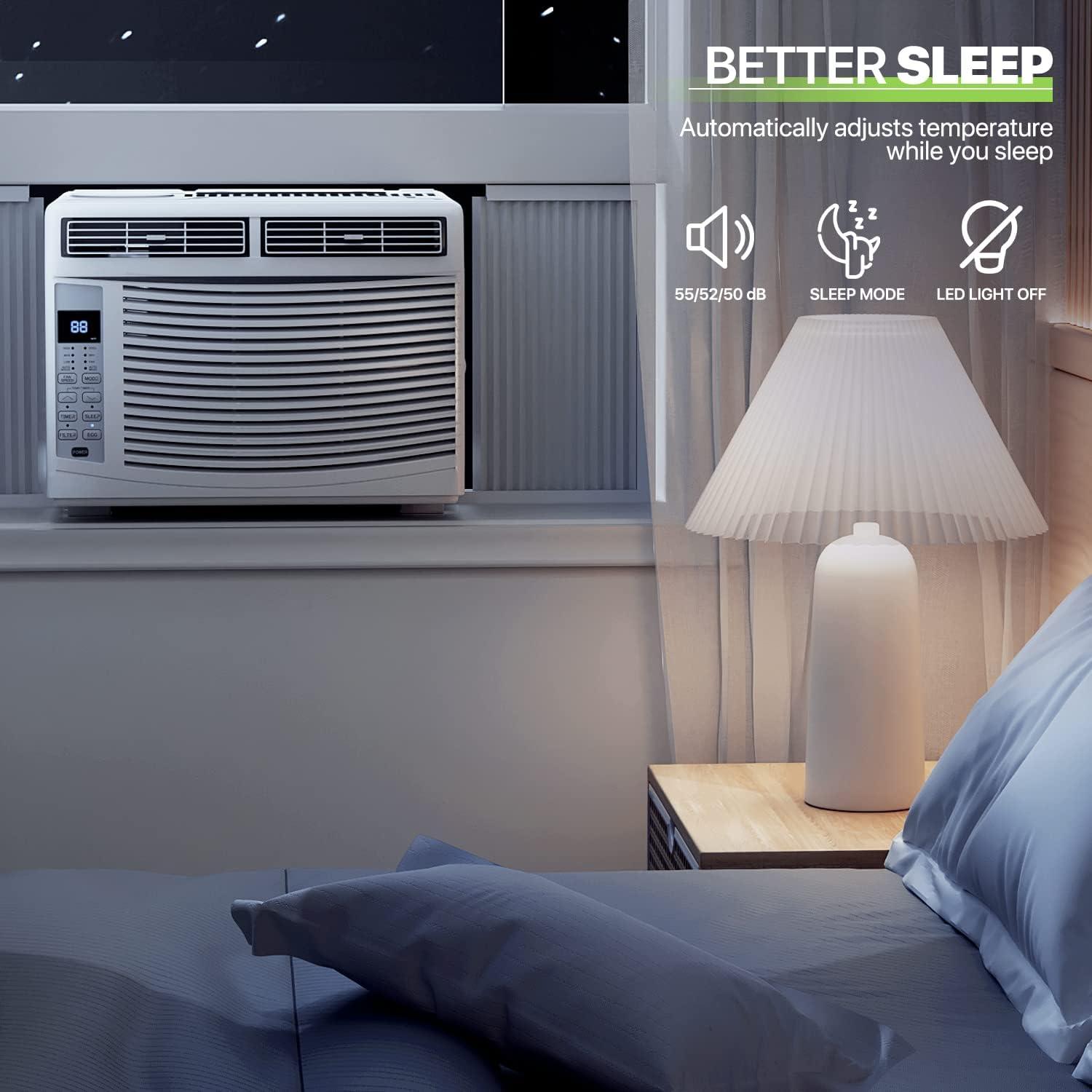 Bring Home Furniture 6000 BTU Smart Window Air Conditioner with WiFi/App Control & Energy Star 24H Timer & Remote Included Cools 250 Sq.Ft. for Bedroom Living Room