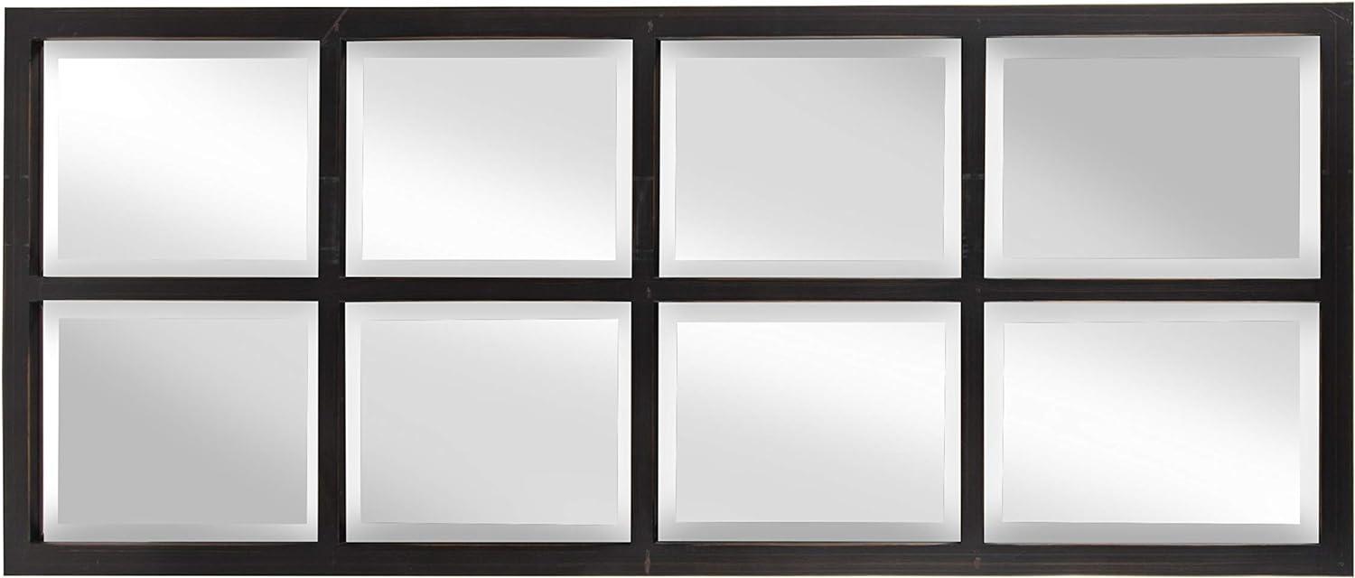 Elegant Full-Length Bronze Windowpane 8-Pane Wall Mirror