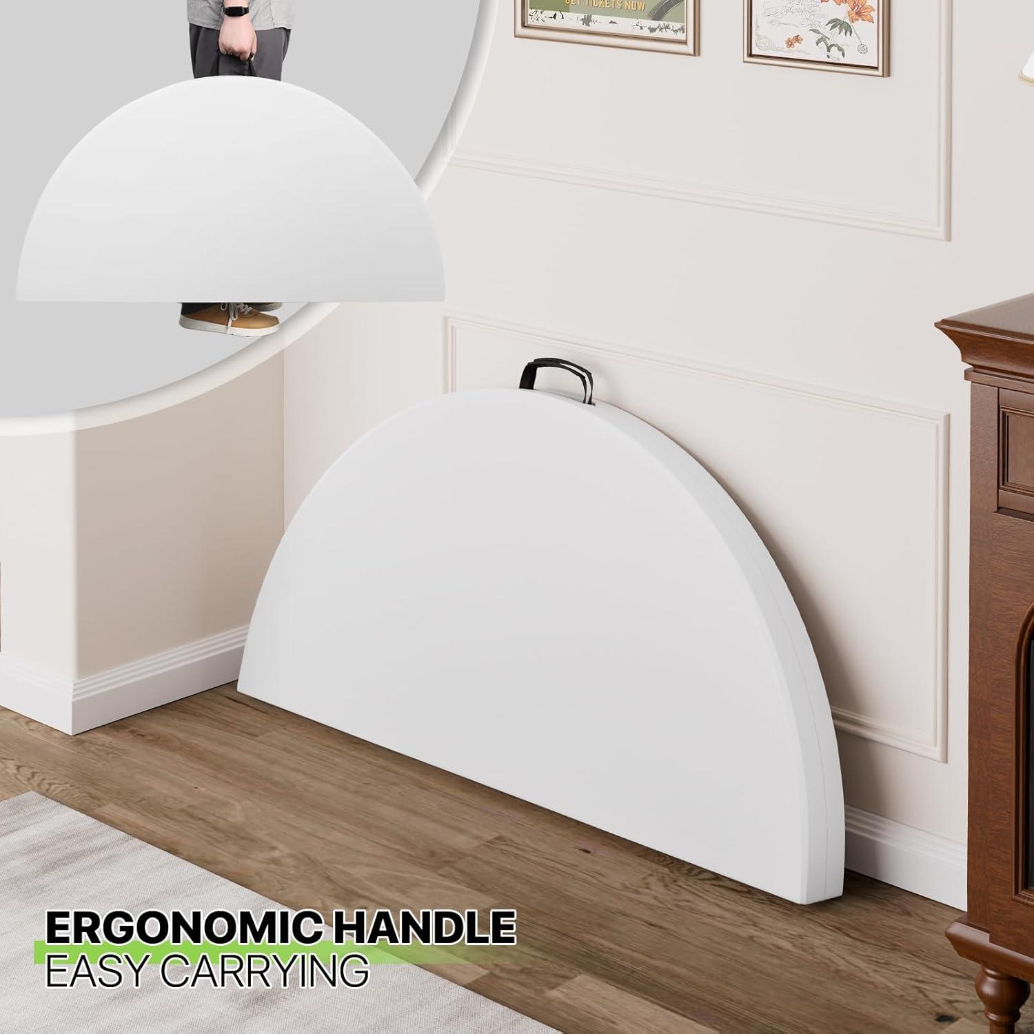 MoNiBloom Plastic Round Folding Table, Portable Foldable Party Banquet Table for Camping Dining Outdoor Picnic