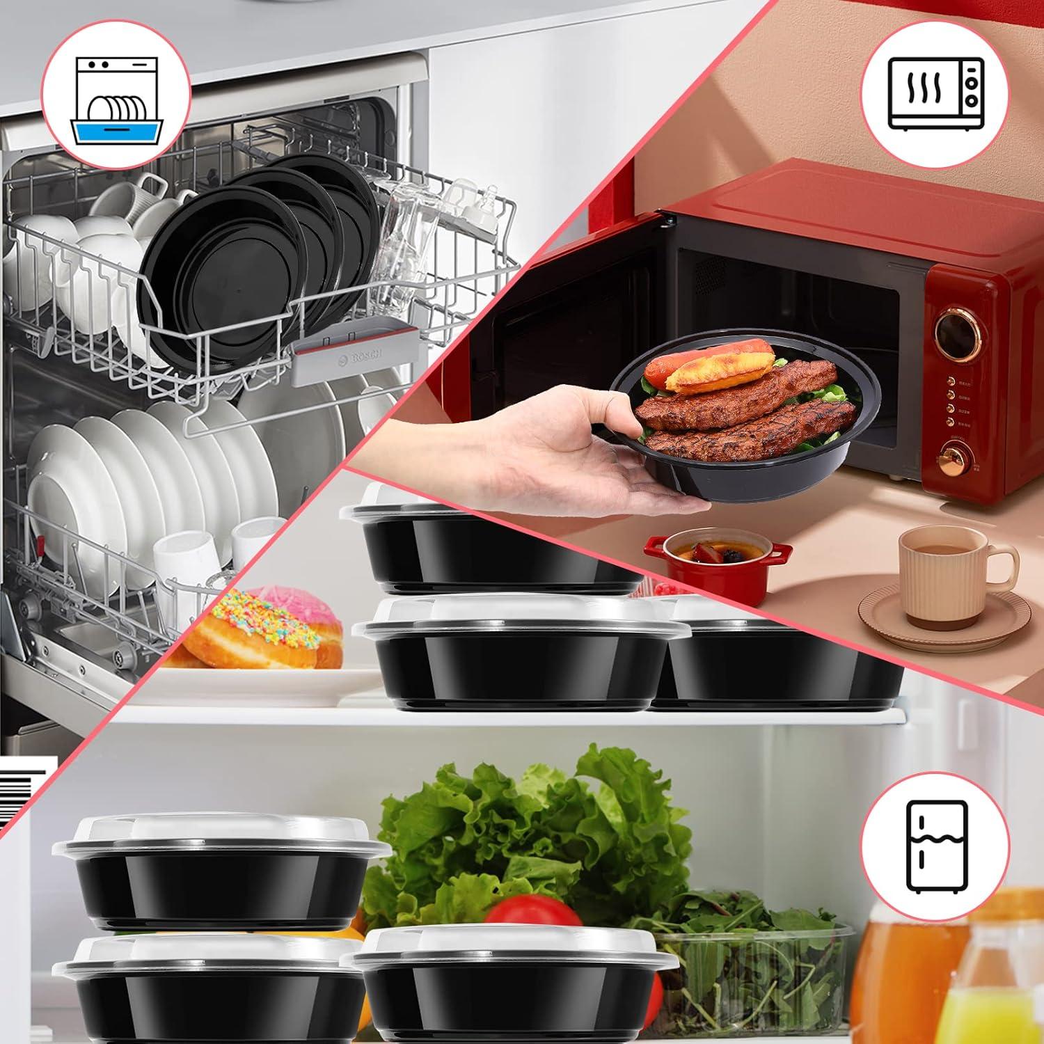 Freshware Meal Prep Bowl Containers [30 Pack] Plastic Bowls with Lids for Soup and Salad, Food Storage Bento Box, BPA Free, Stackable, Lunch Boxes, Microwave/Dishwasher/Freezer Safe (28 oz)