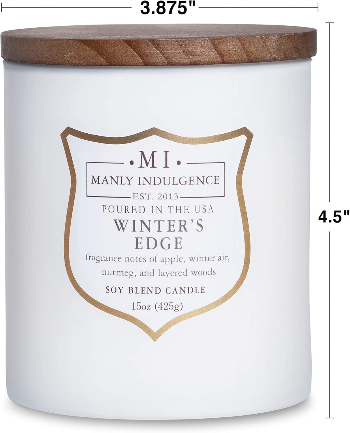 Manly Indulgence Signature Winter's Edge Scented Jar Candle, 15 oz, 60h Burn, Woody & Earthy