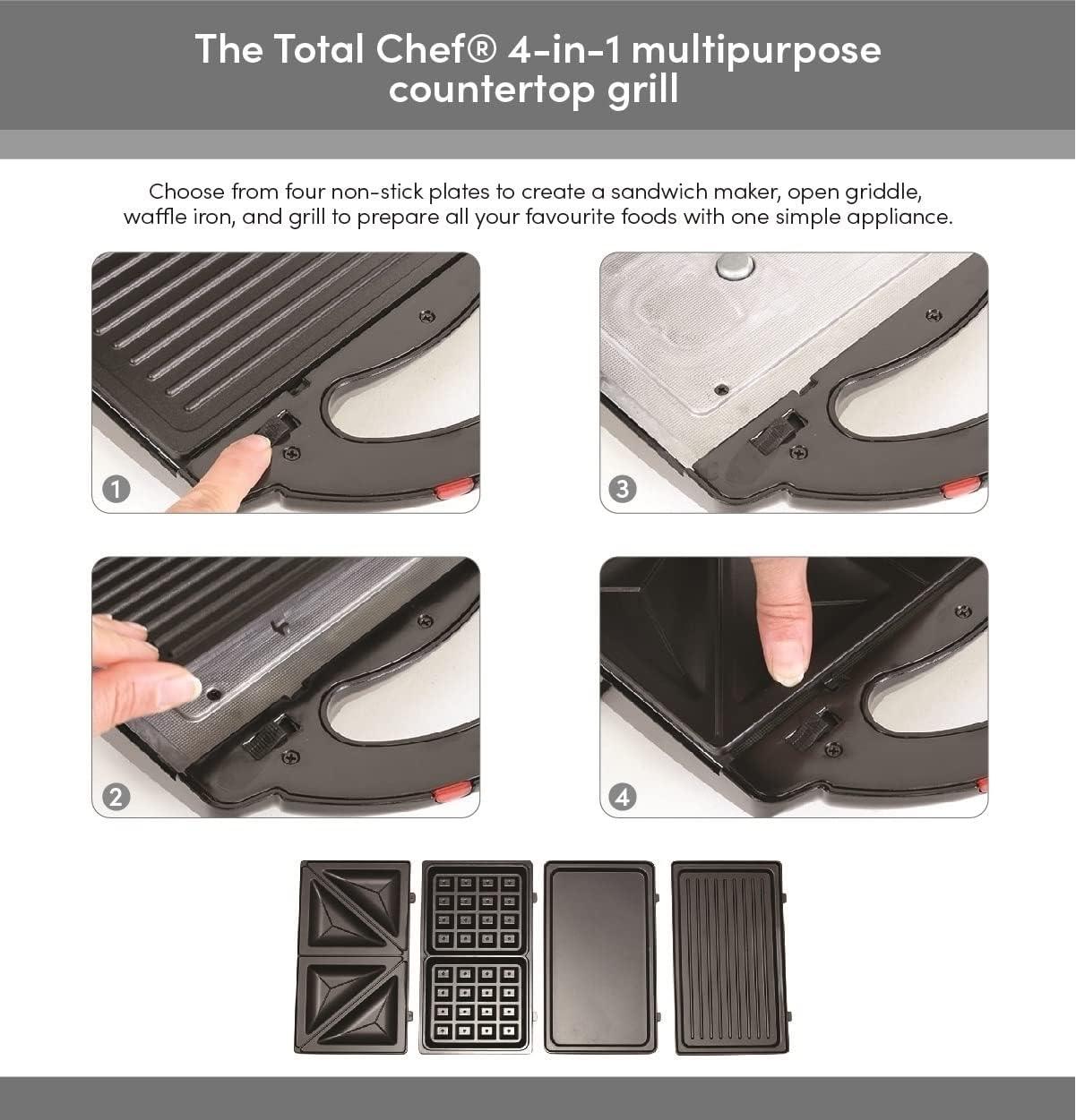 Total Chef Total Chef Electric Griddle Waffle Maker Sandwich Press Open