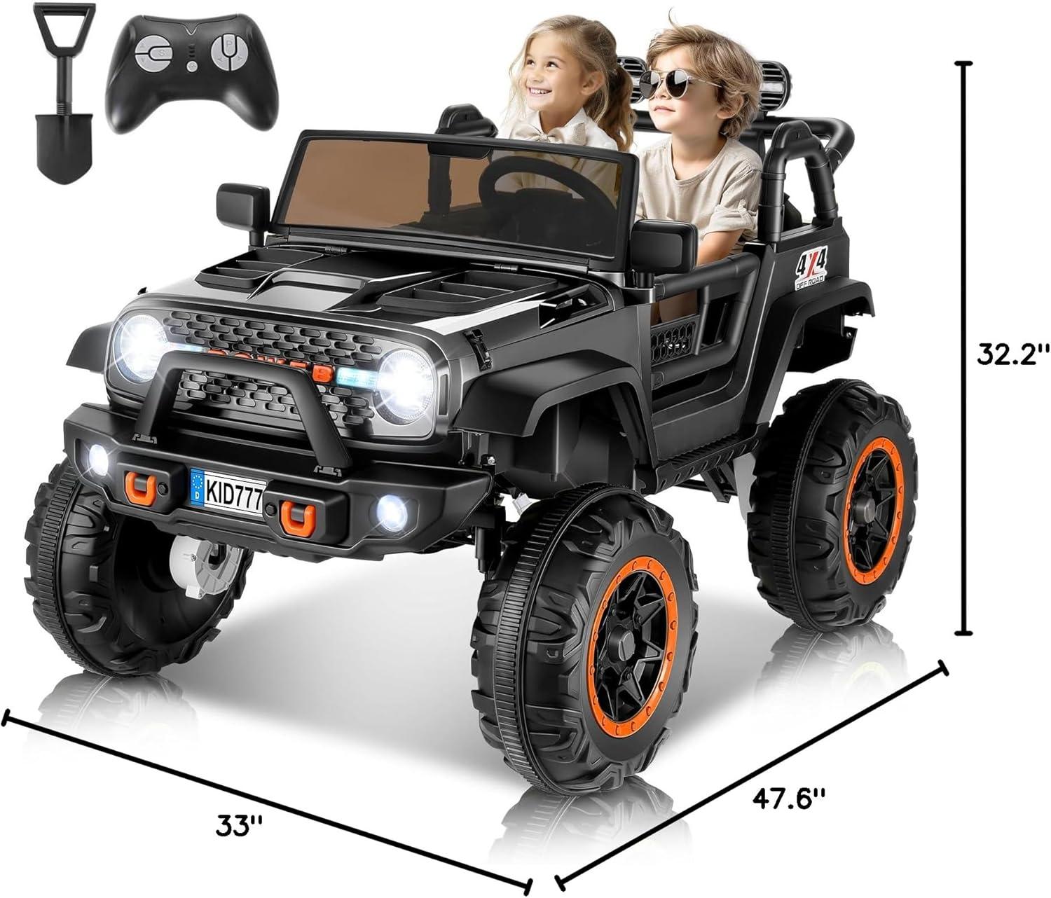 Ancheer 24V Real 2 Seater Ride On Toys Electric SUV Jeep Car With Remote Control,2WD/4WD Switchable, 4X100W Motor, Bluetooth, Music, USB, Lights