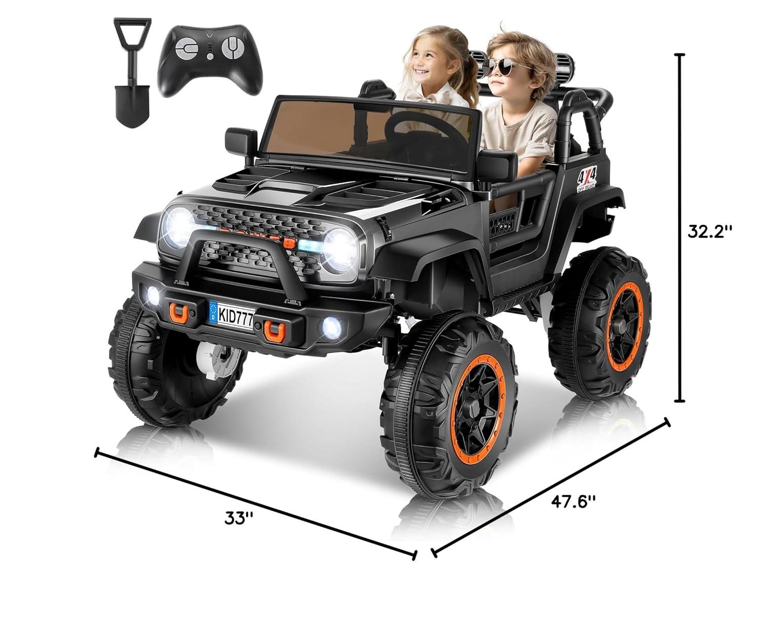 Ancheer 24V Real 2 Seater Ride On Toys Electric SUV Jeep Car With Remote Control,2WD/4WD Switchable, 4X100W Motor, Bluetooth, Music, USB, Lights