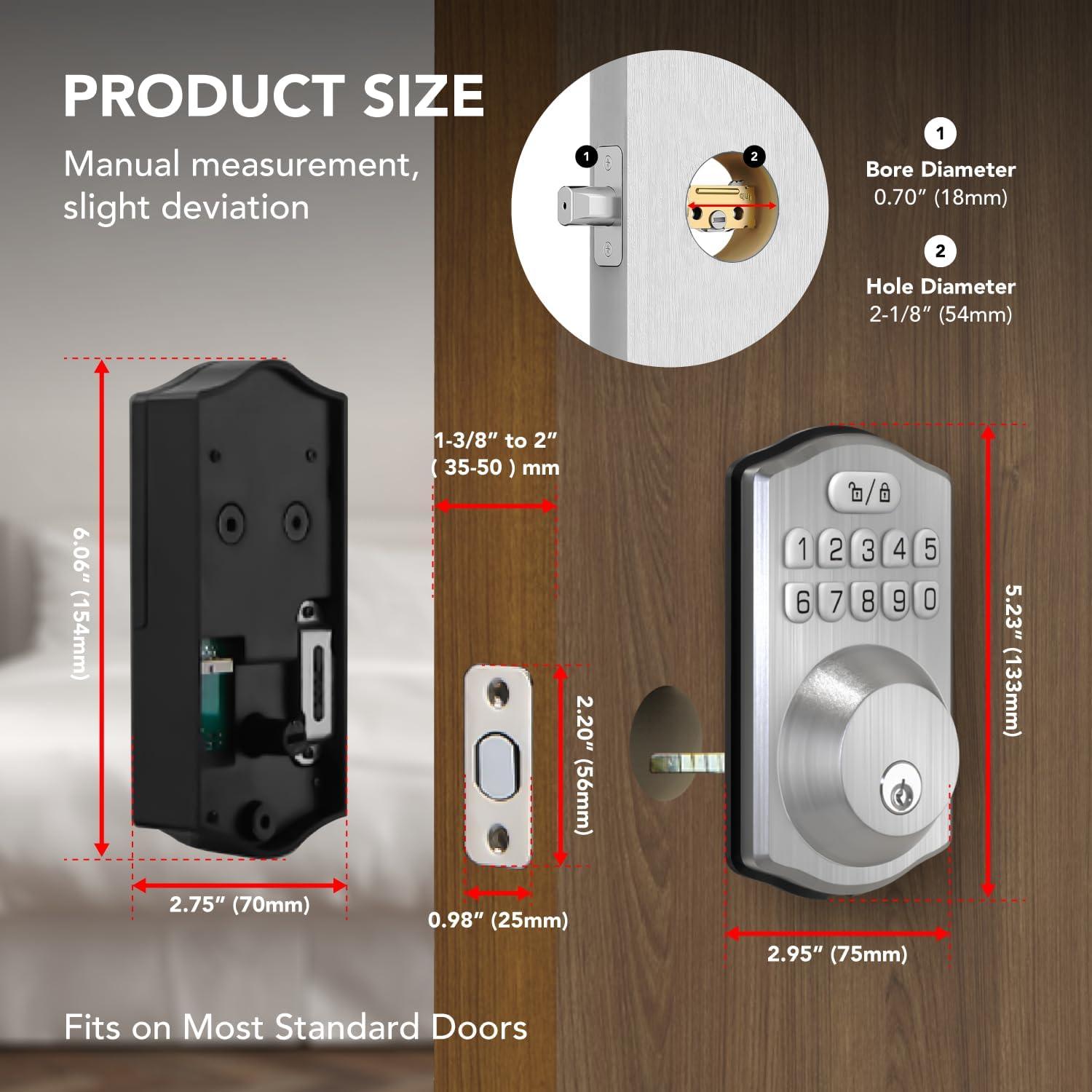 Satin Nickel Electronic Keypad Deadbolt Door Lock