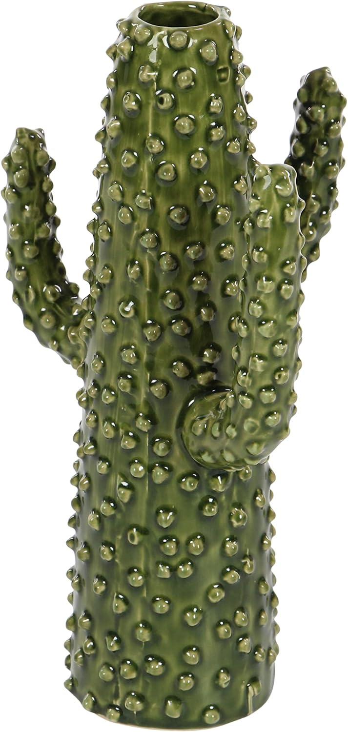 DecMode 13" Cactus Green Ceramic Vase