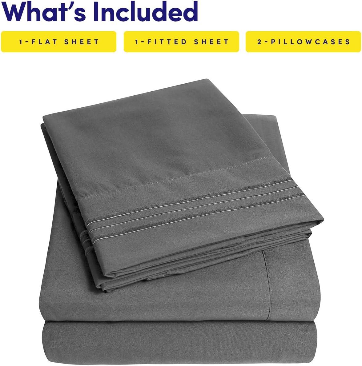 1500 Supreme Collection Full Sheet Sets Gray - Luxury Hotel Bed Sheets and Pillowcase Set for Full Mattress - Extra Soft, Elastic Corner Straps, Deep Pocket Sheets, Full Gray