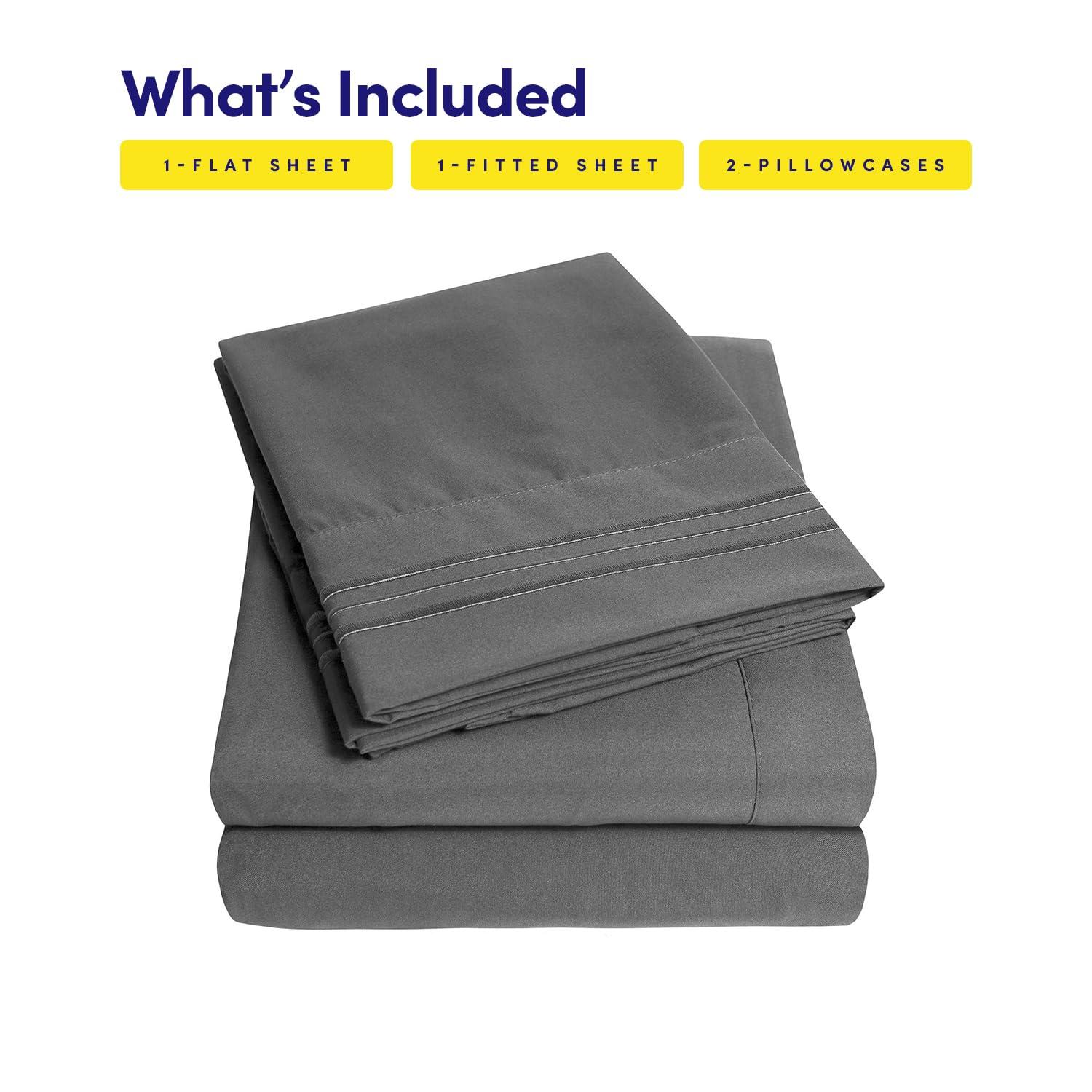 1500 Supreme Collection Full Sheet Sets Gray - Luxury Hotel Bed Sheets and Pillowcase Set for Full Mattress - Extra Soft, Elastic Corner Straps, Deep Pocket Sheets, Full Gray