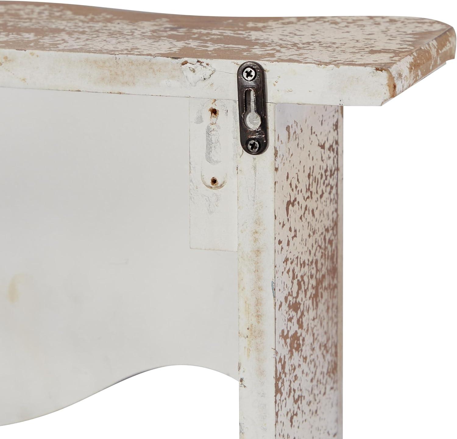 Kelly Clarkson Home Elicia White Wood Scroll Distressed 1 Shelf Room Wall Shelf