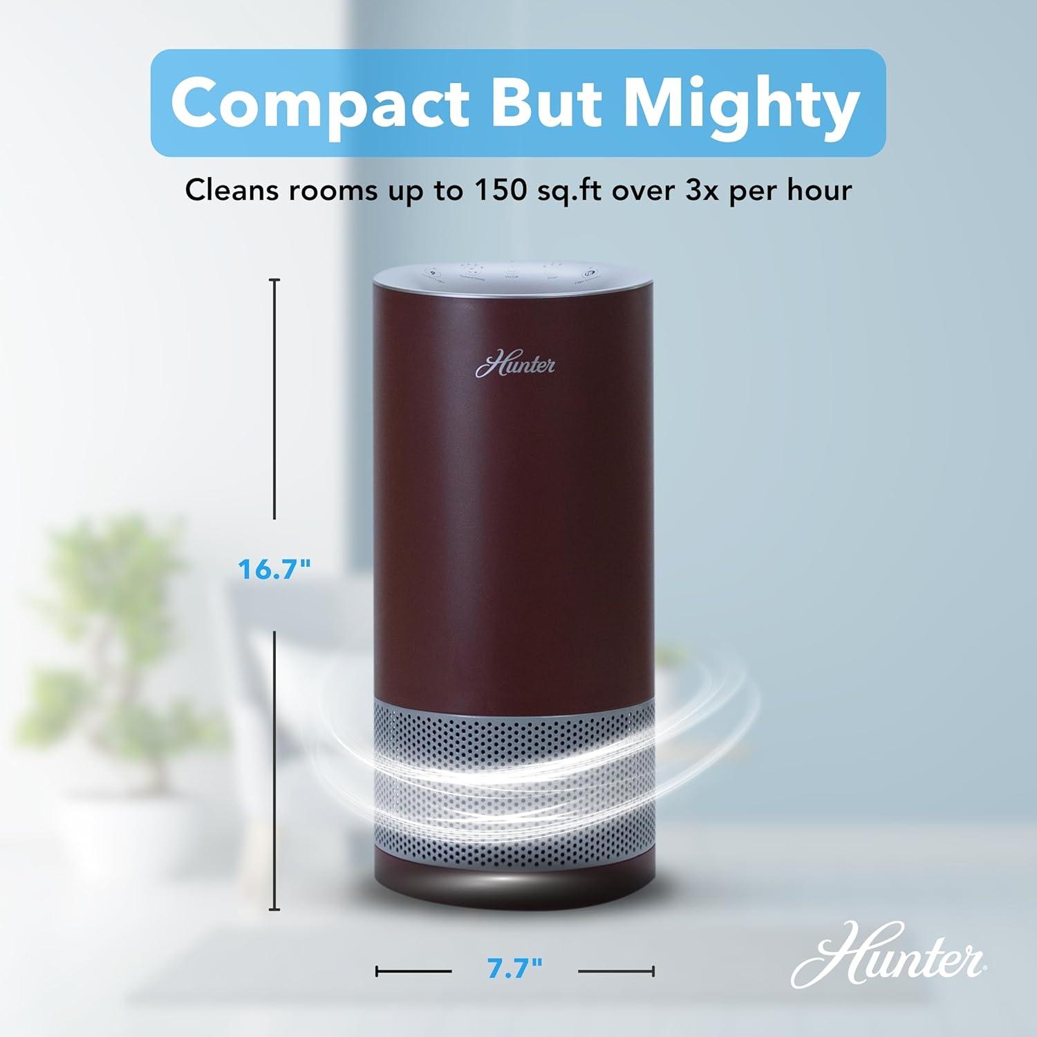 Hunter HP450UV Round Air Purifiers for Home, True HEPA Air Purifier Tower for Pets, Odors, Allergens, Smoke, Dust, VOC's. HEPA Air Purifiers for