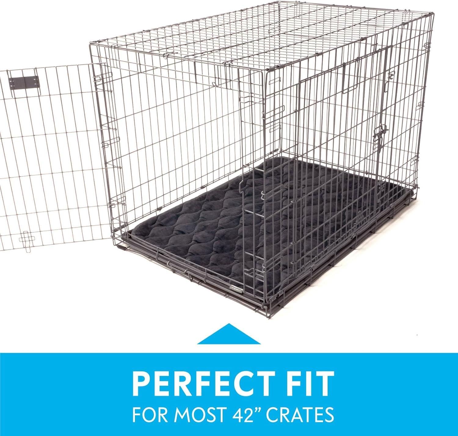 Paw Inspired Washable Padded 42" Crate Mats for Dogs | 41" x 28" Size, Fits 42-inch Kennels | Anti-Slip, Leakproof, Waterproof, Reusable Plush Pet Pads (Gray)