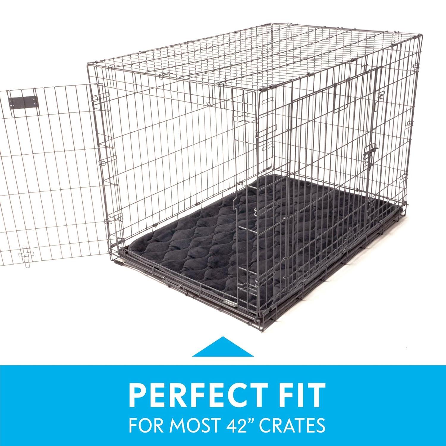 Paw Inspired Washable Padded 42" Crate Mats for Dogs | 41" x 28" Size, Fits 42-inch Kennels | Anti-Slip, Leakproof, Waterproof, Reusable Plush Pet Pads (Gray)