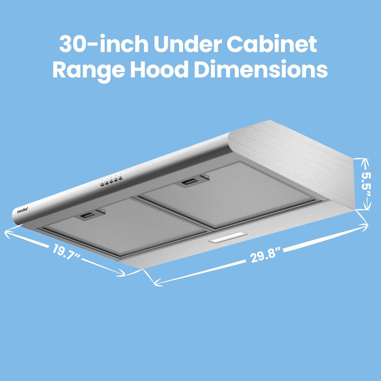 30 in. 200 CFM Convertible Ducted Under Cabinet Range Hood in Stainless Steel with 2 Reuseable Filters and 2 LED Lights