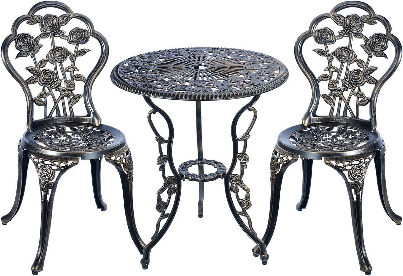 Antique Copper Cast Aluminum 3-Piece Bistro Set