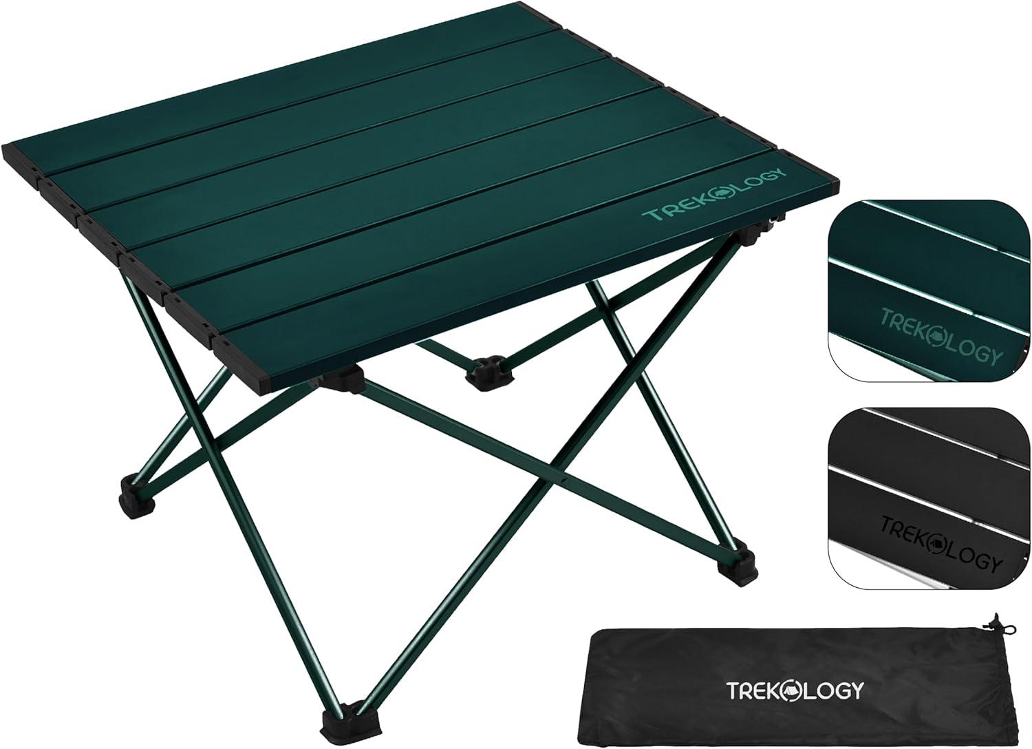 Trekology Foldable Aluminum Camping Table with Enforced Robust Hinged Connection.