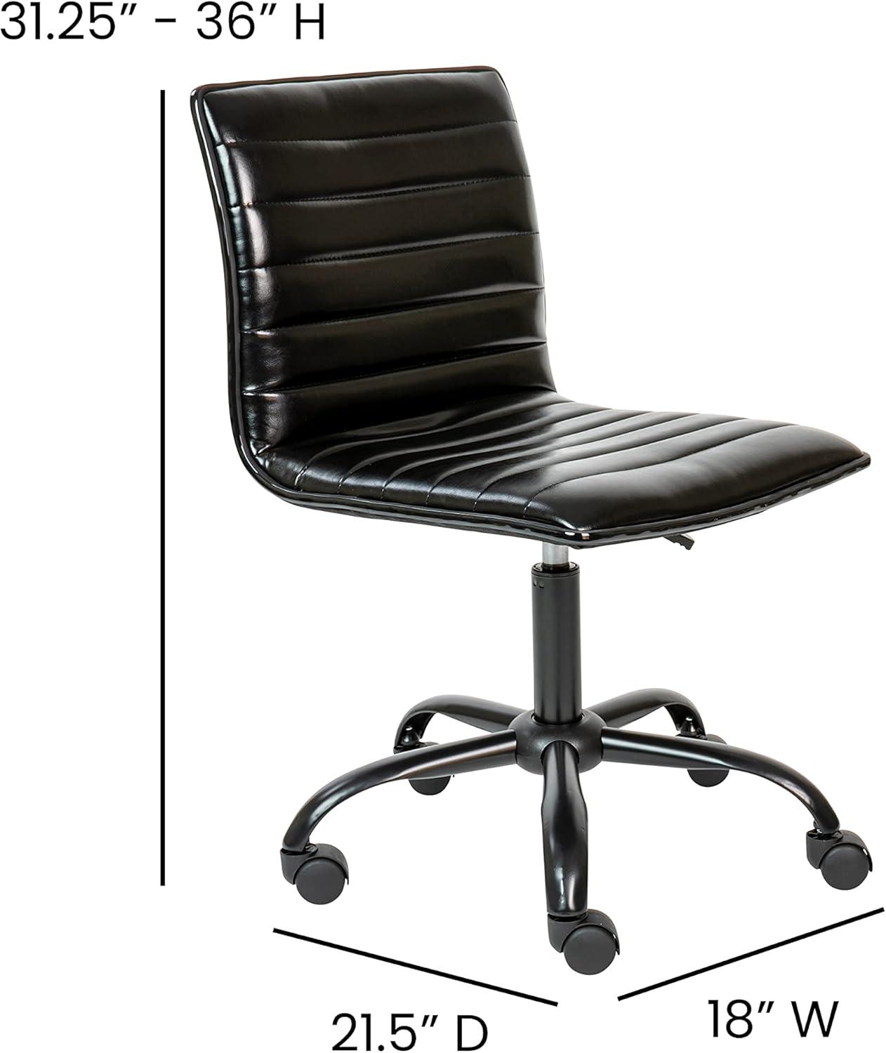 Flash Furniture Merchiston Low-Back Modern Ribbed Upholstered Vinyl Swivel Desk Chair by Flash Furniture
