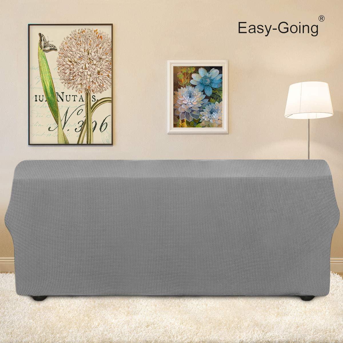 Easy-Going Stretch Jacquard Couch Cover, 1-Piece Soft Sofa Cover, Sofa Slipcover with Anti-Slip Foams, Washable Furniture Protector for Kids, Pets (Sofa, Light Gray1)