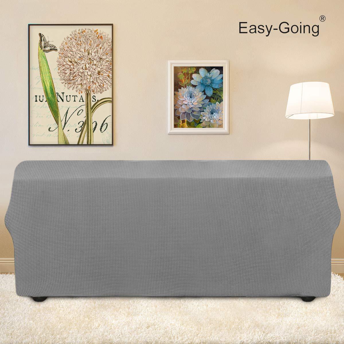 Easy-Going Stretch Jacquard Couch Cover, 1-Piece Soft Sofa Cover, Sofa Slipcover with Anti-Slip Foams, Washable Furniture Protector for Kids, Pets (Sofa, Light Gray1)