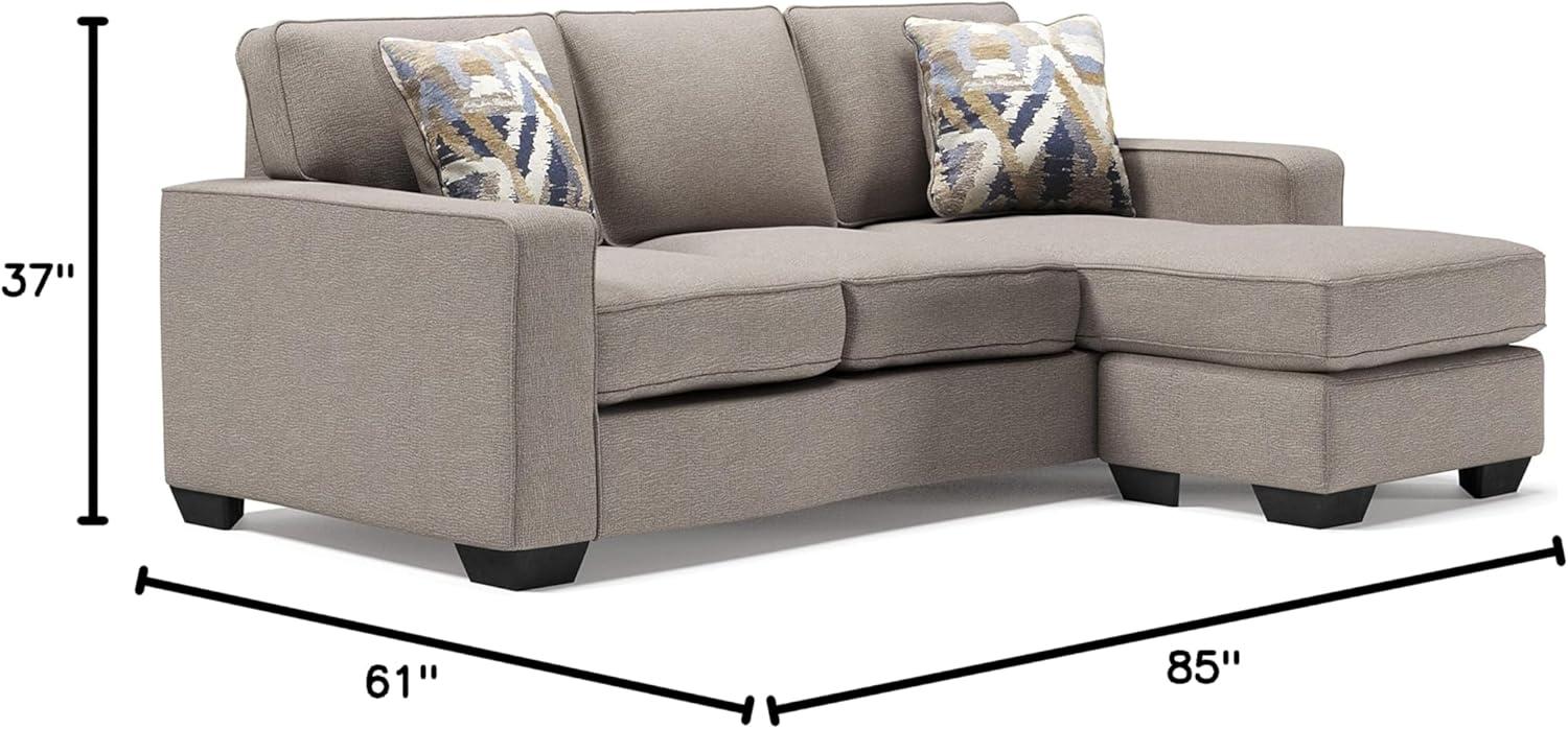 Gray Fabric Stone Sofa Chaise with Removable Cushions