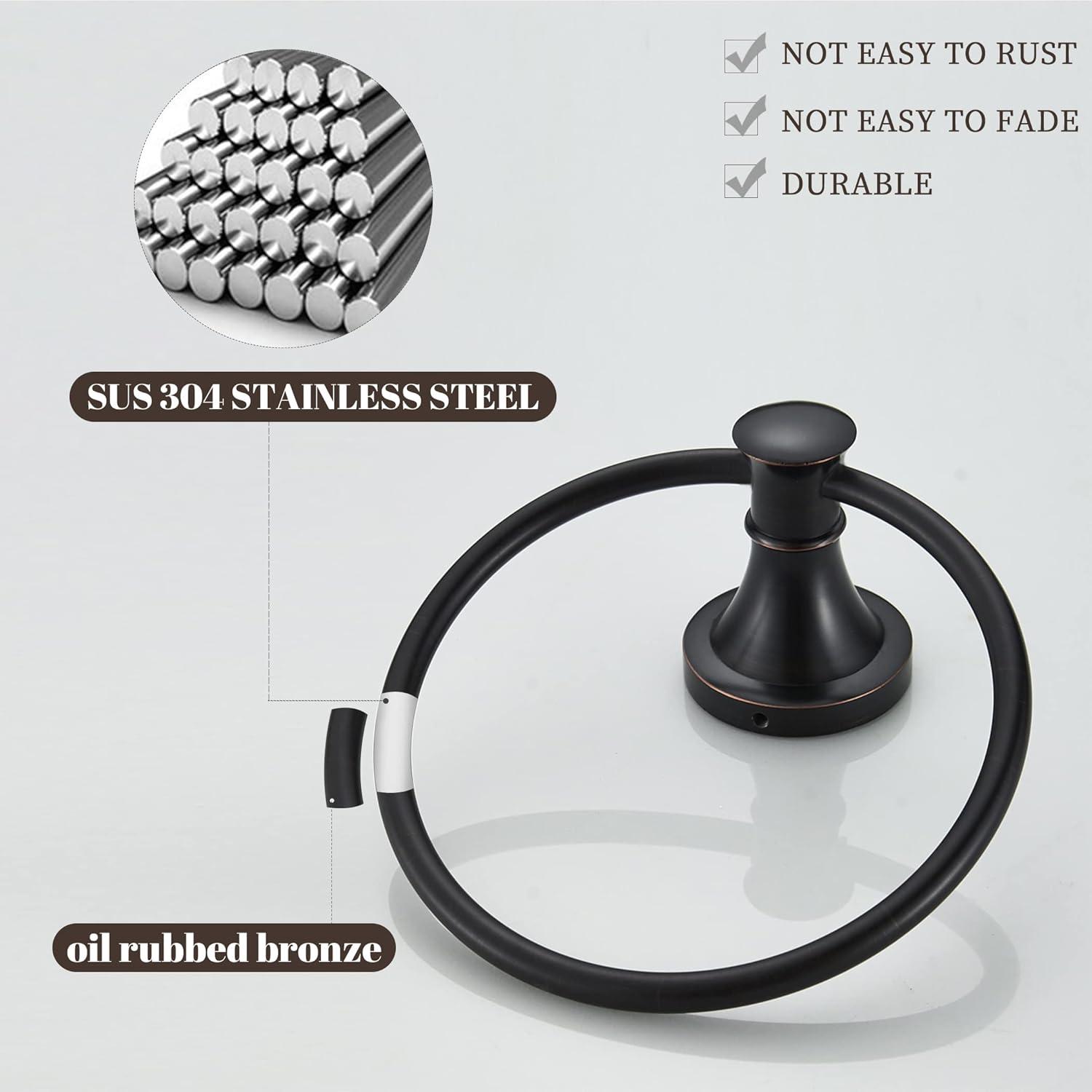 Oil Rubbed Bronze Stainless Steel Wall Mounted Towel Ring