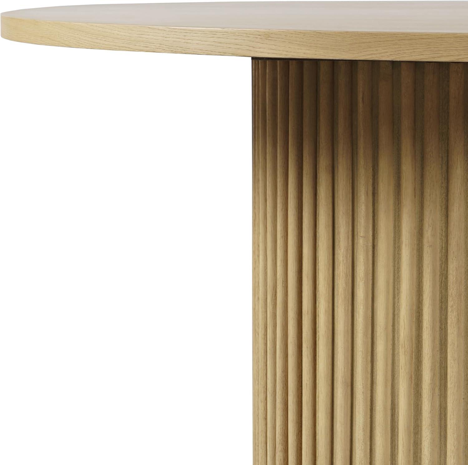 Auden Round Mid-Century Modern Fluted Pedestal Base Dining Table