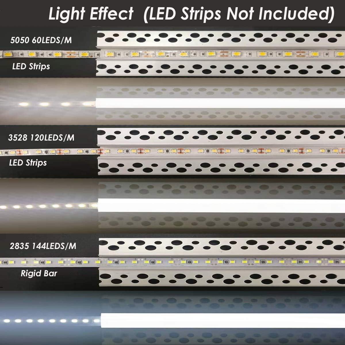 Plaster-in LED Aluminum Channel 6Pack 1m/3.3ft Plaster LED Strip Light Diffuser Profile,Trimless Drywall Aluminum LED Channel Profile with Milky Diffuser Cover End Cap for Wall and Ceiling