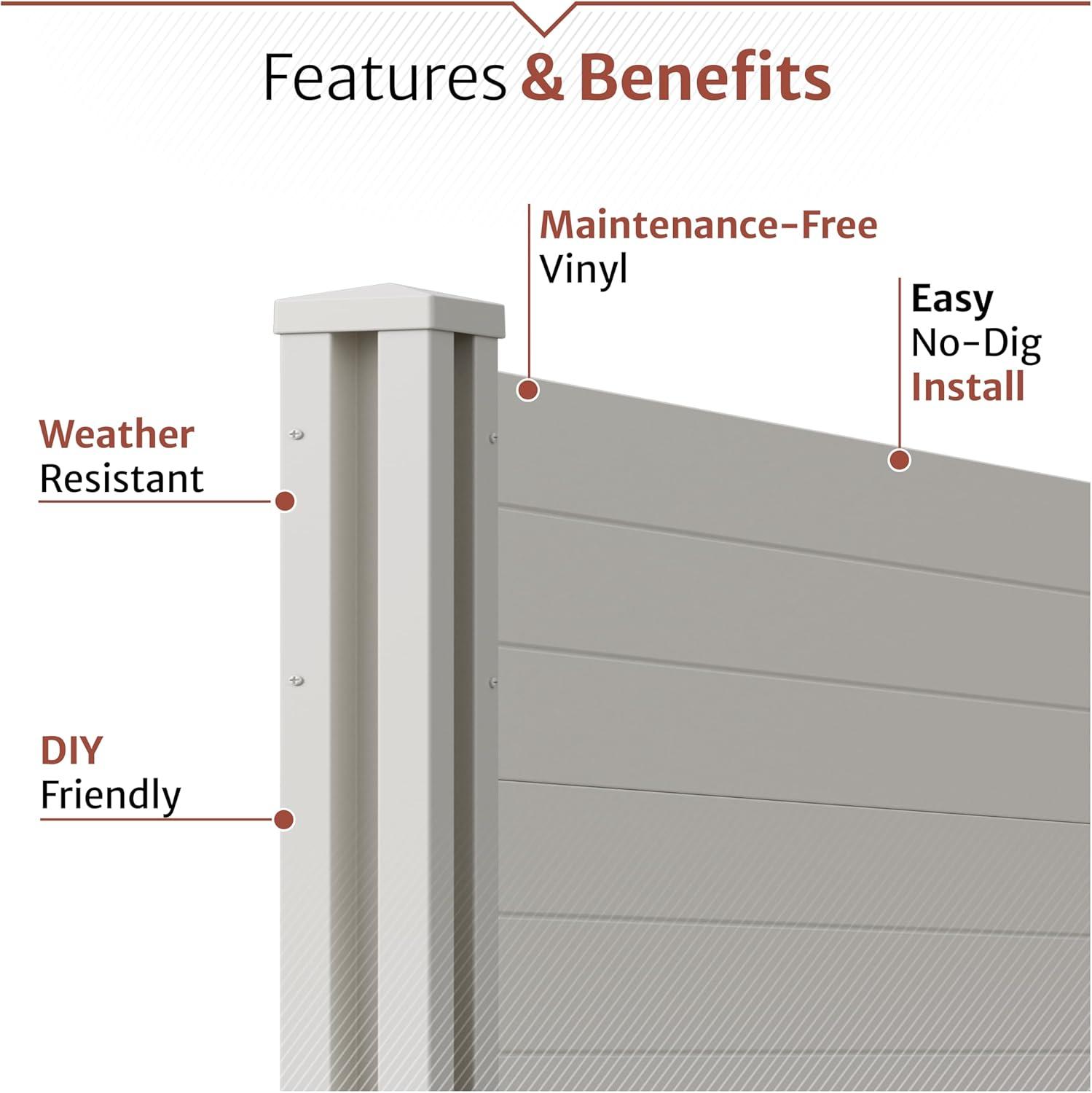 4ft H x 4ft W (2 Panels) No Dig Enclo Premium White Vinyl Privacy Screen, Outdoor Privacy Panels, Use As Air Conditioner Fence, Trash Can Enclosure, Pool Equipment Enclosure, ZP19014