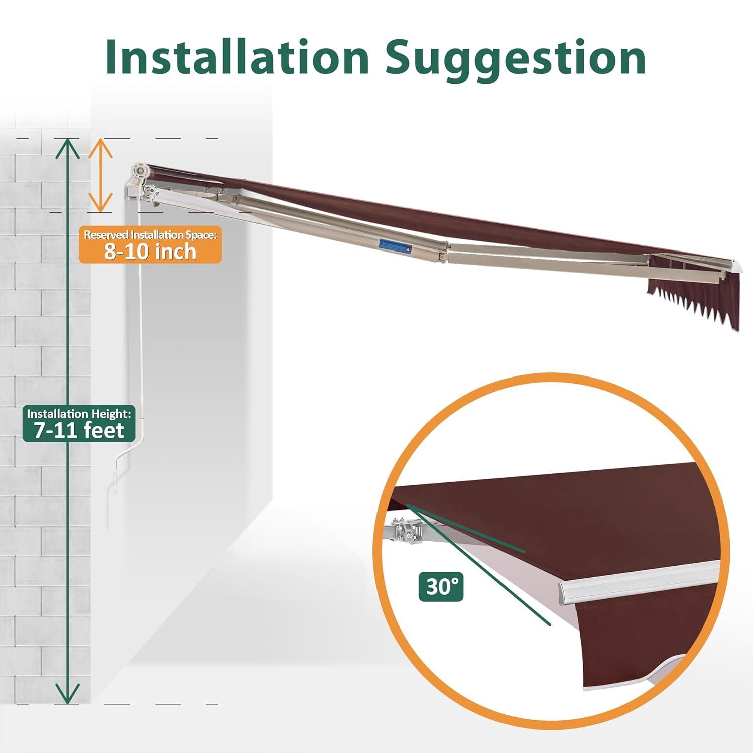 MCombo Manual Retractable Patio Door/Window Awning, Sunshade Shelter Outdoor Canopy