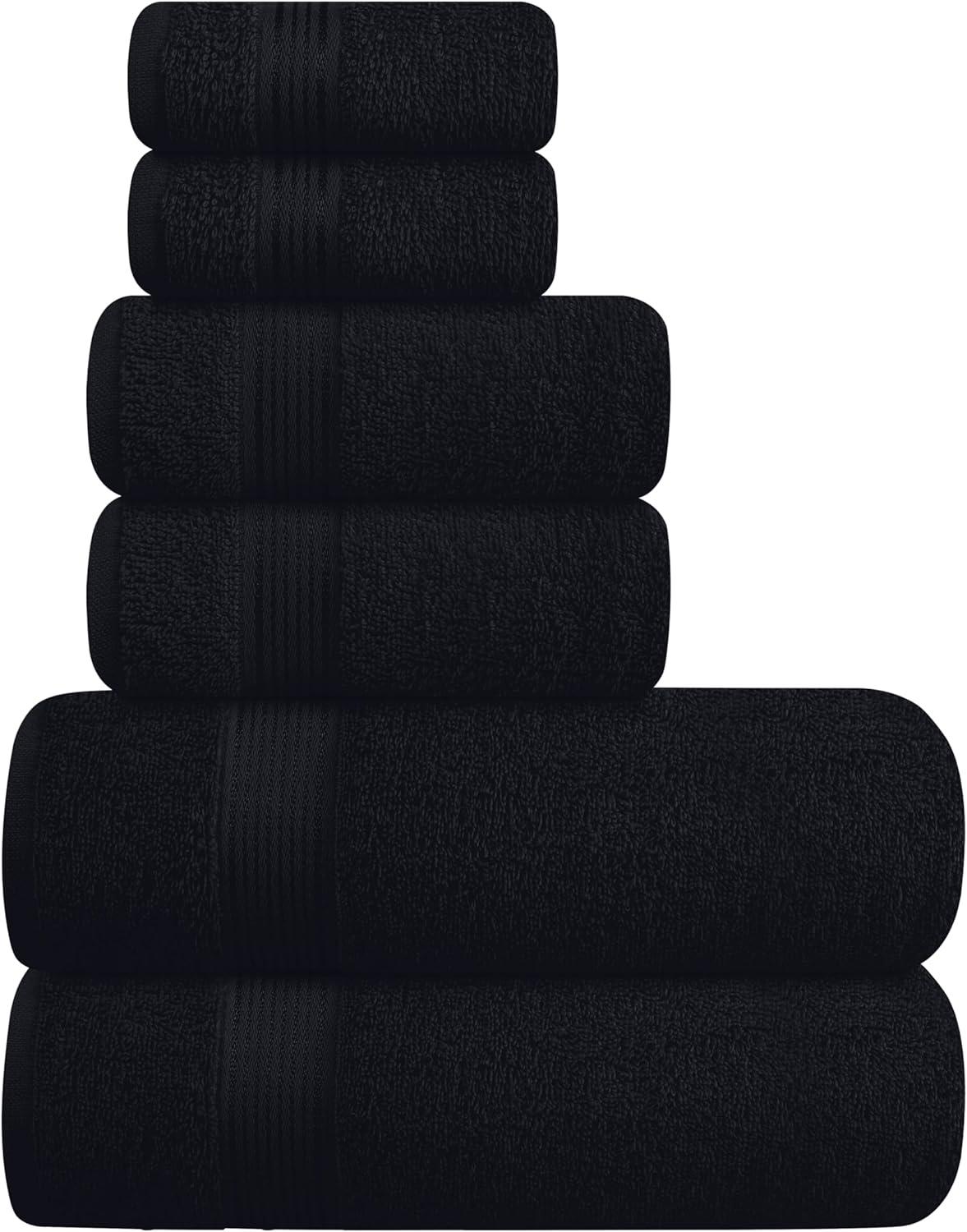 Oversized Black Cotton Bath Towel Set