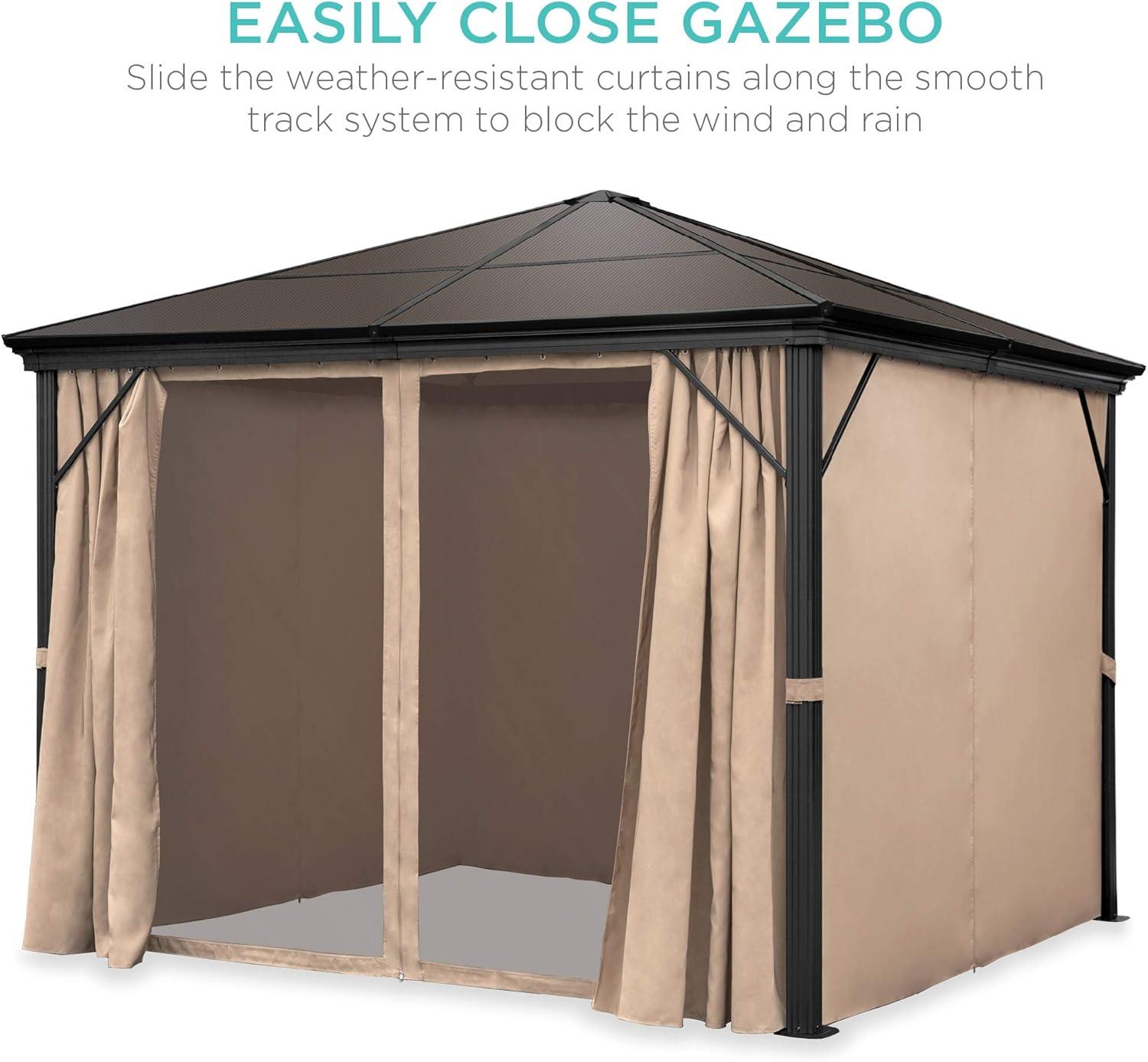 Best Choice Products 10x10ft Hardtop Gazebo, Outdoor Aluminum Canopy for Backyard, Garden w/ Side Curtains, Netting