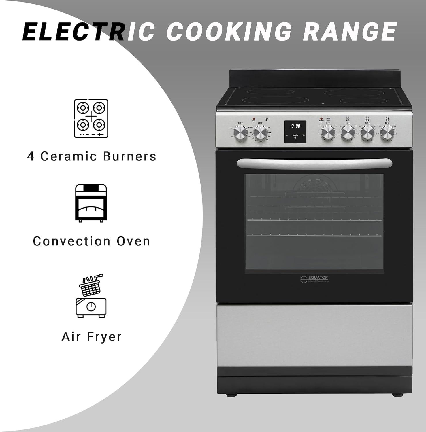 Equator Advanced Appliances Equator 24 Freestanding Electric Cooking Range in Stainless with Convection Oven