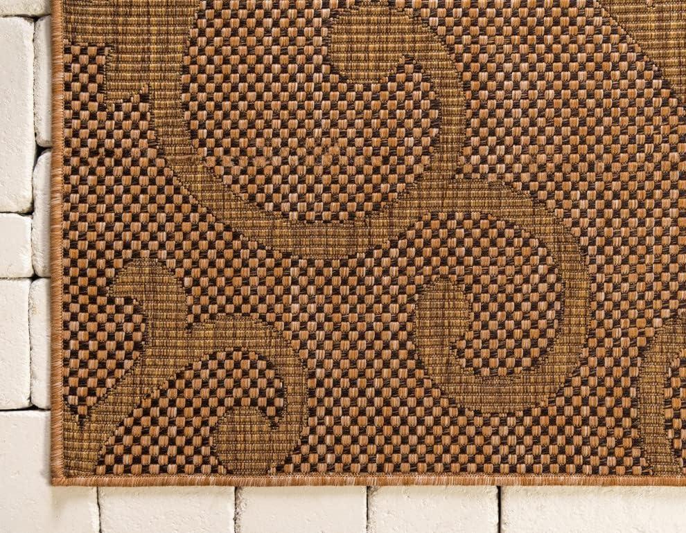 Unique Loom 5' 0 x 8' 0 Light Brown Outdoor Botanical Vine Area Rug