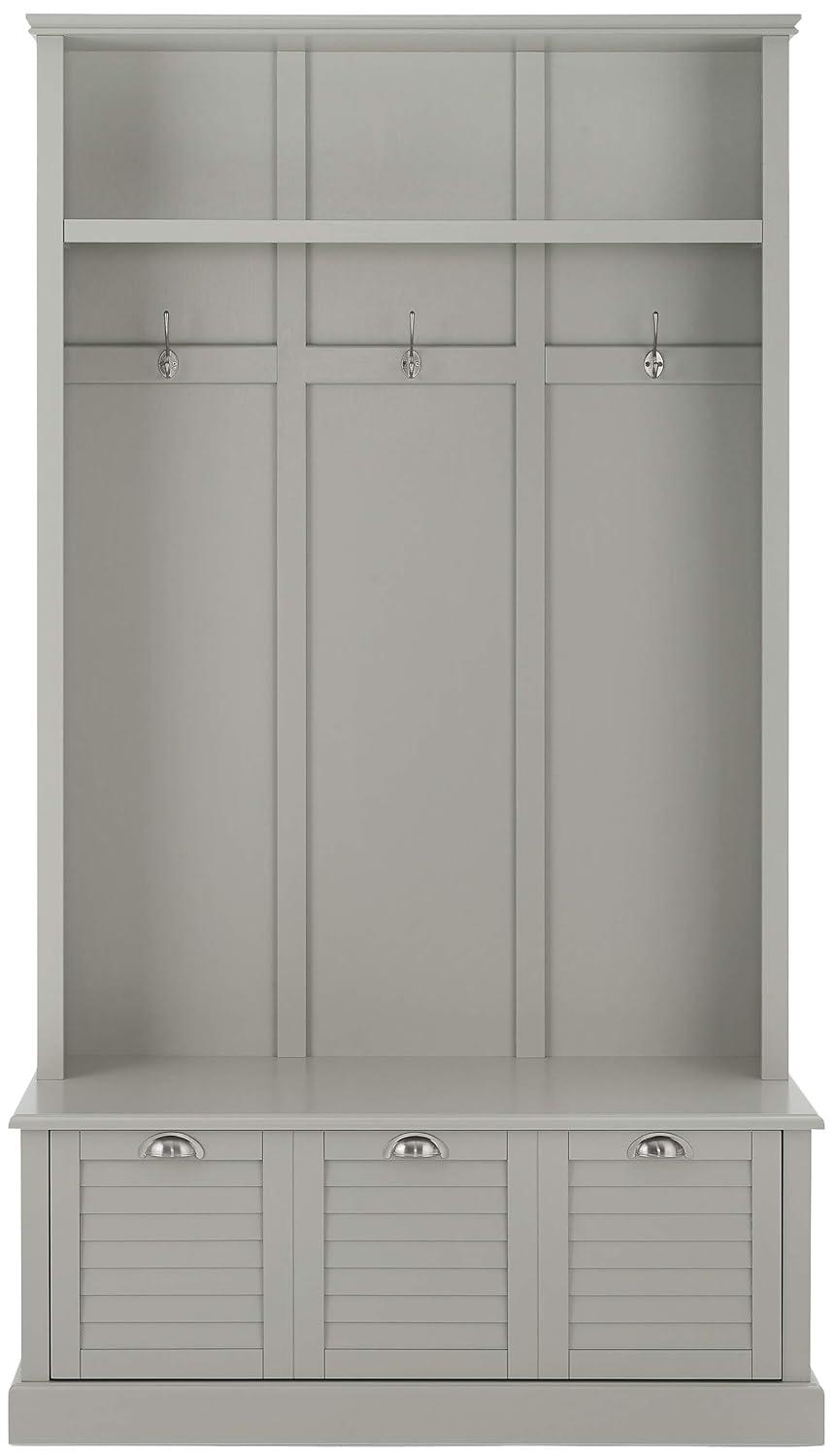 Ellison Hall Tree Gray - Crosley: Bench with Storage, Coat Hooks, Shoe Organizer
