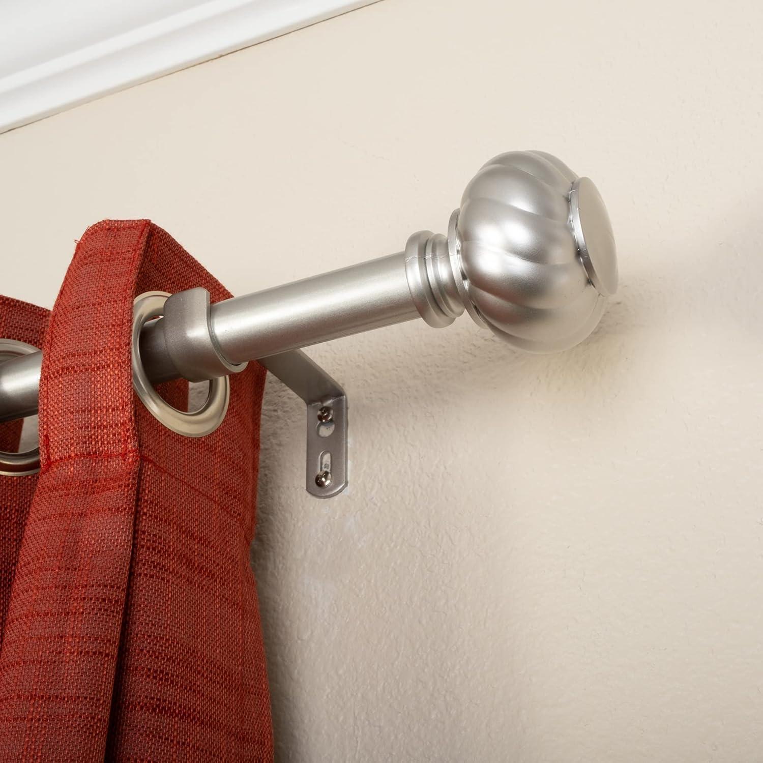 Antique Silver Adjustable Curtain Rod with Finial, 24-40 Inches