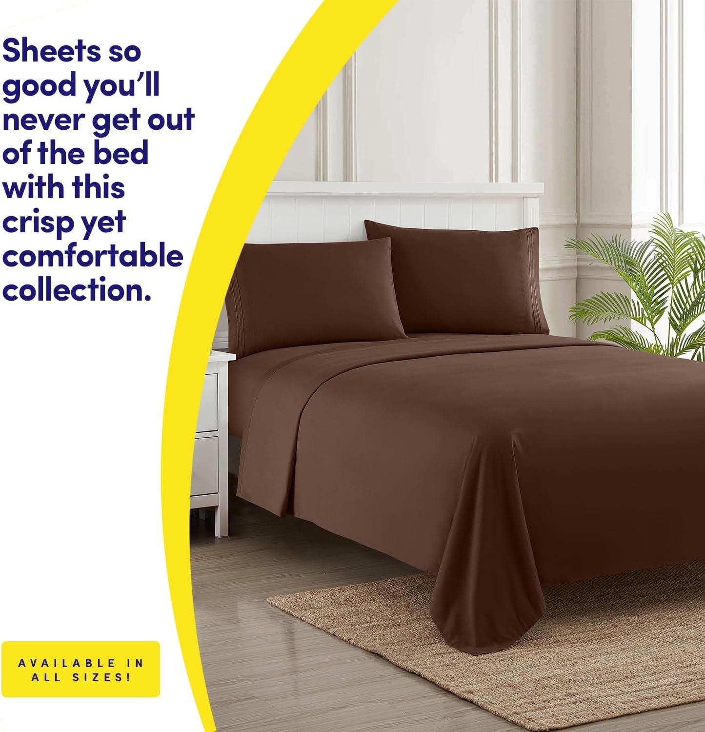 Sweet Home Collection Luxurious Classic Soft Solid 1800 Series Microfiber Sheet Set, Various Colors and Sizes