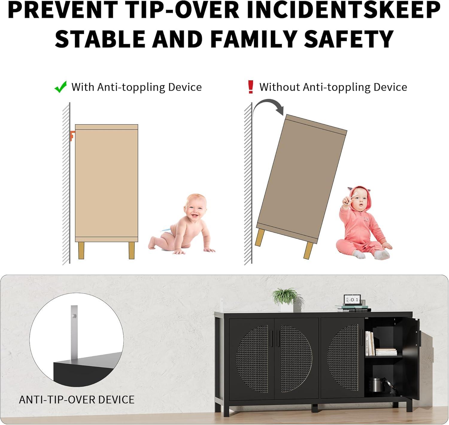 Bay Isle Home™ Buffet Sideboard Cabinets With Storage And Rattan Door