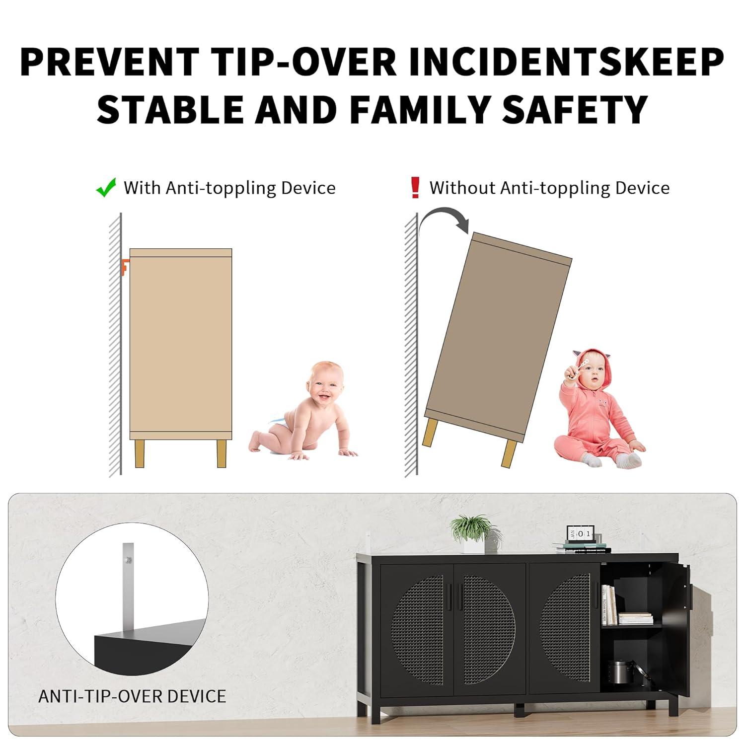 Bay Isle Home™ Buffet Sideboard Cabinets With Storage And Rattan Door