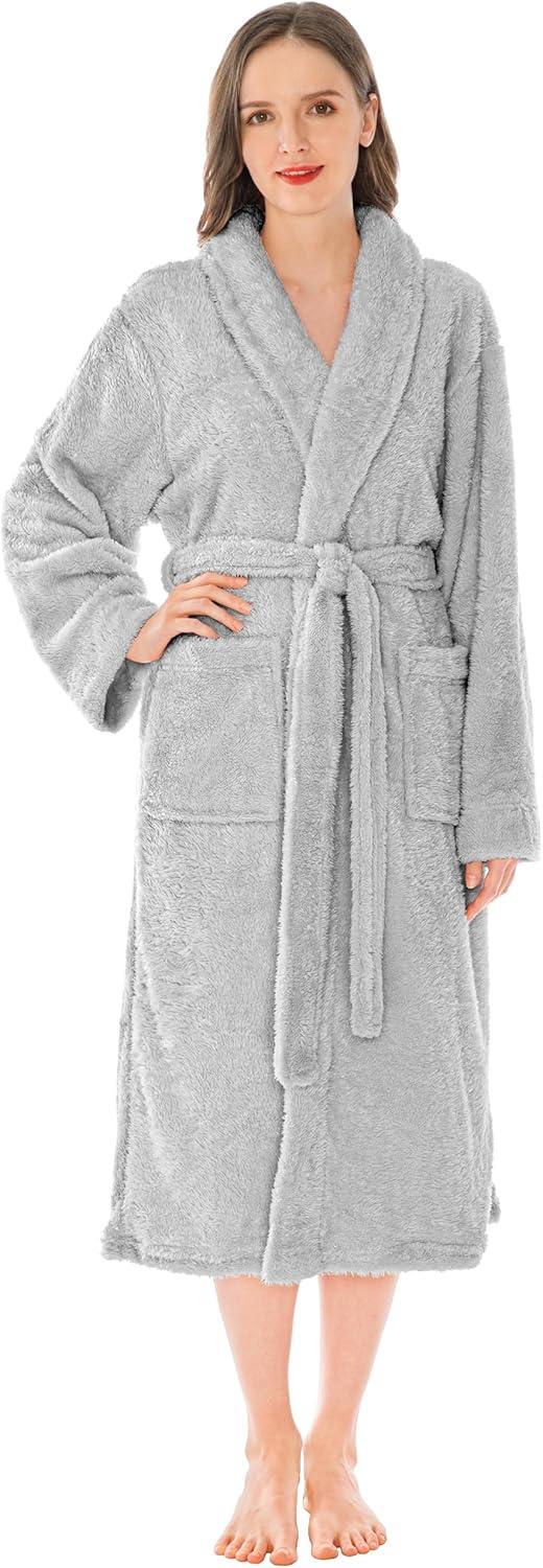 PAVILIA Premium Womens Plush Soft Robe Fluffy Warm, Fleece Faux Shearling Shaggy Bathrobe