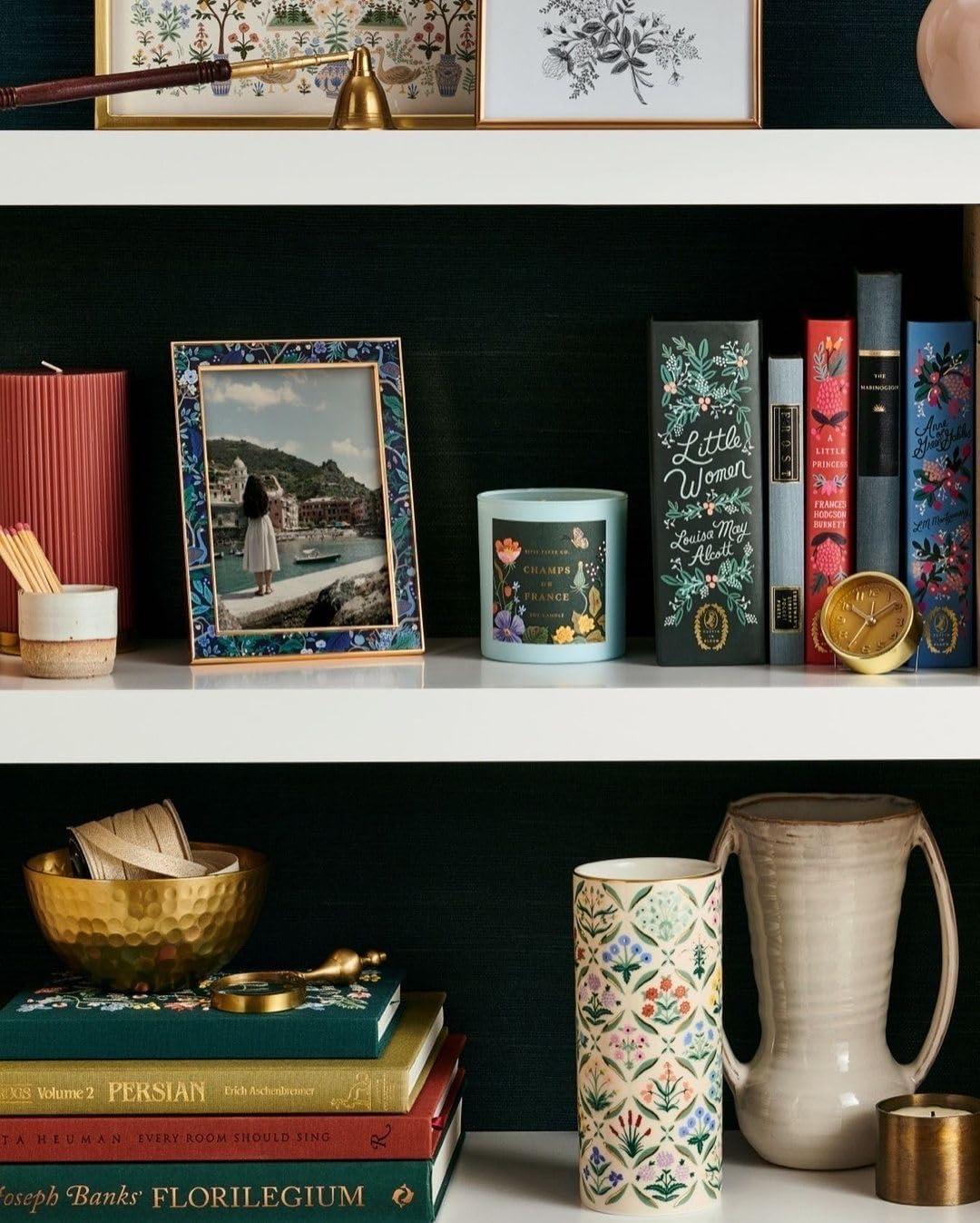 RIFLE PAPER CO. Estee Porcelain Vase for Room and Home Décor, Brighten Up a Living Room, Kitchen Table, or Farmhouse, Large Vase for Tabletop Centerpieces or Bookshelves