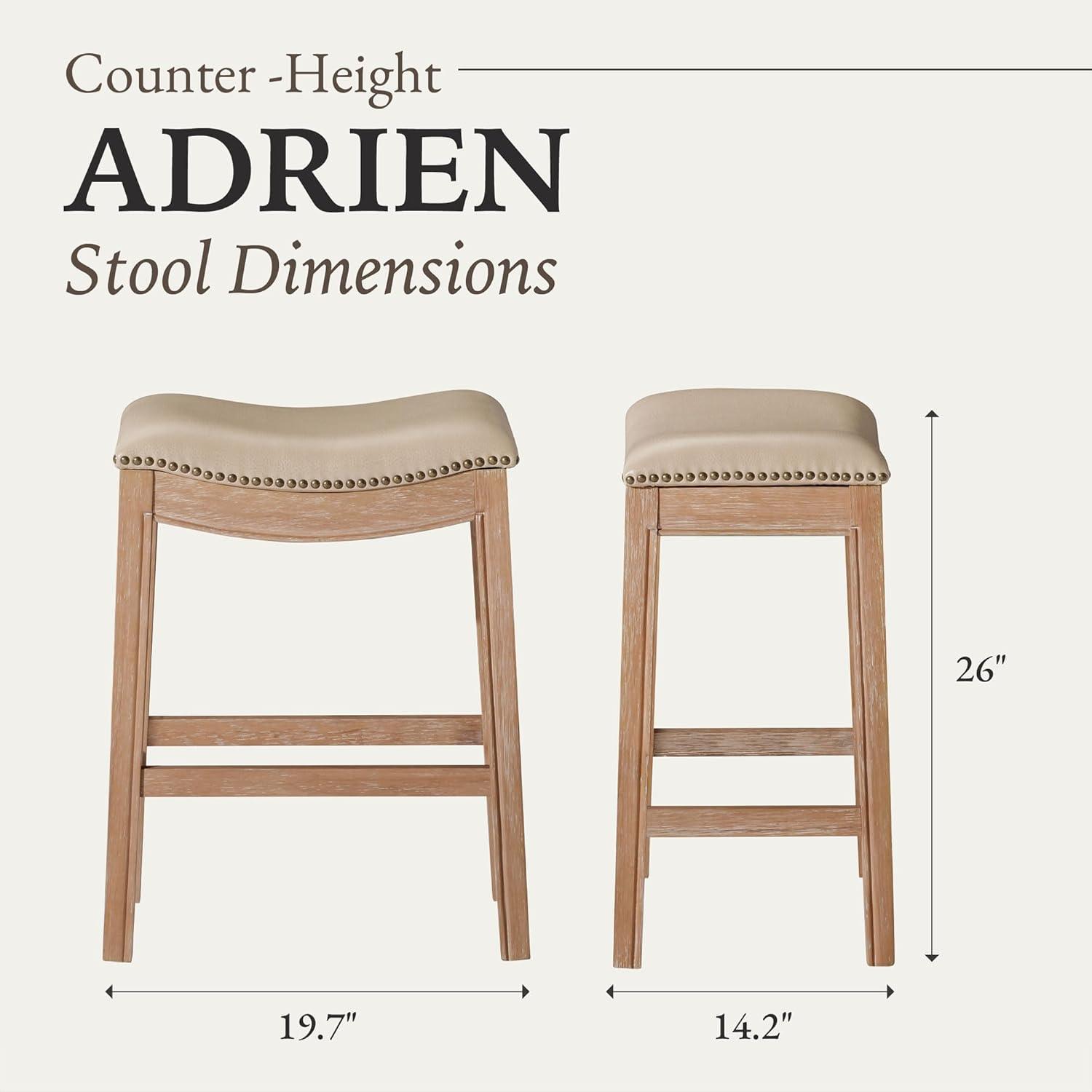 Maven Lane Adrien Saddle Barstool with Vegan Leather Upholstery