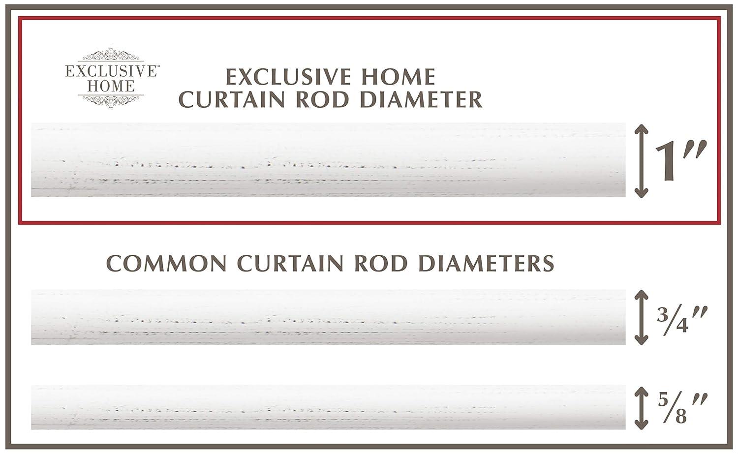 Exclusive Home 36"-72" Duke Curtain Rod - Distressed White: Iron, Single Rod, 25 lb Capacity, Rounded Cap Finial