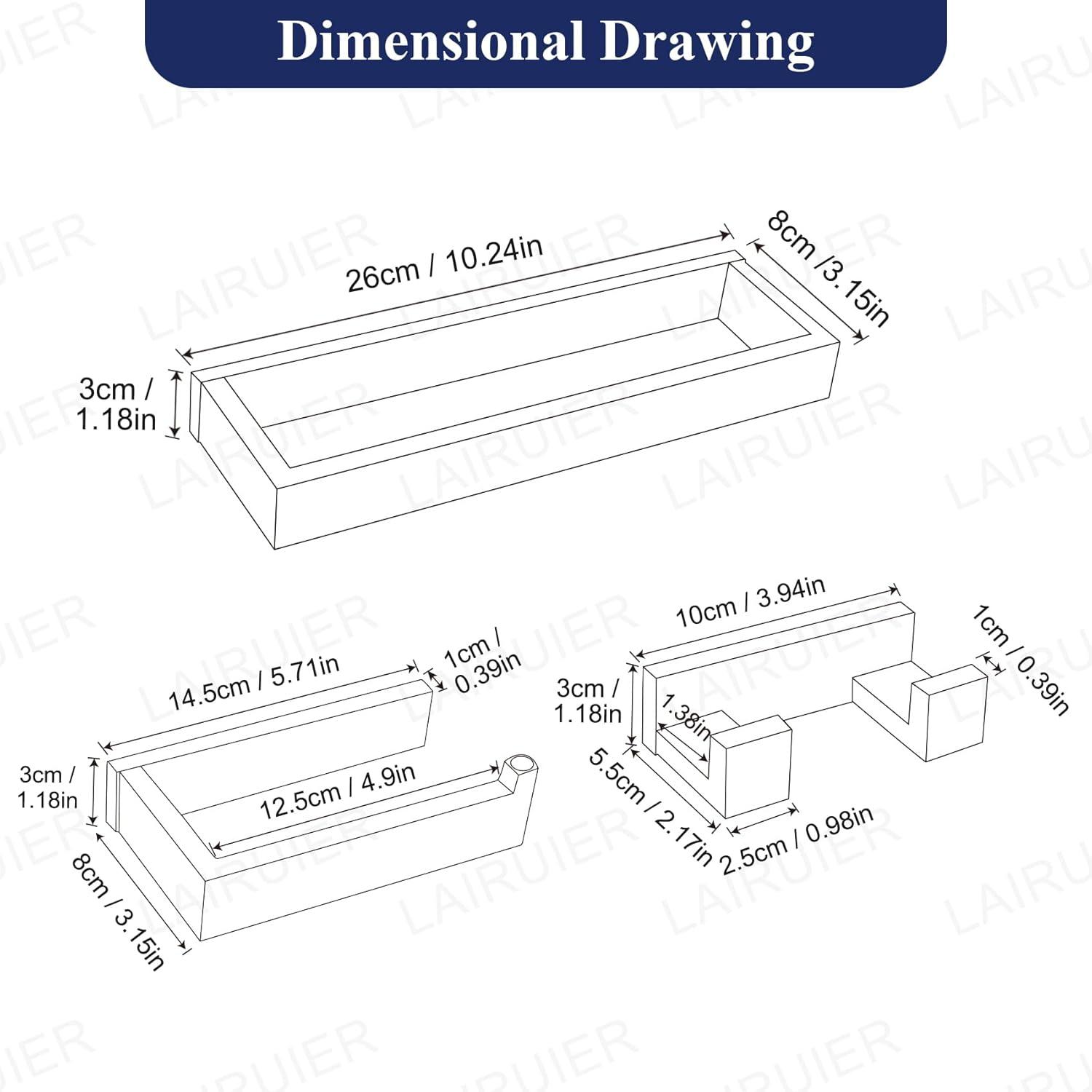 3 Pieces Matte Black Bathroom Hardware Accessories Set,SUS304 Stainless Steel Towel Holder Set Towel Holder Robe Hook Toilet Paper Holder Wall Mounted