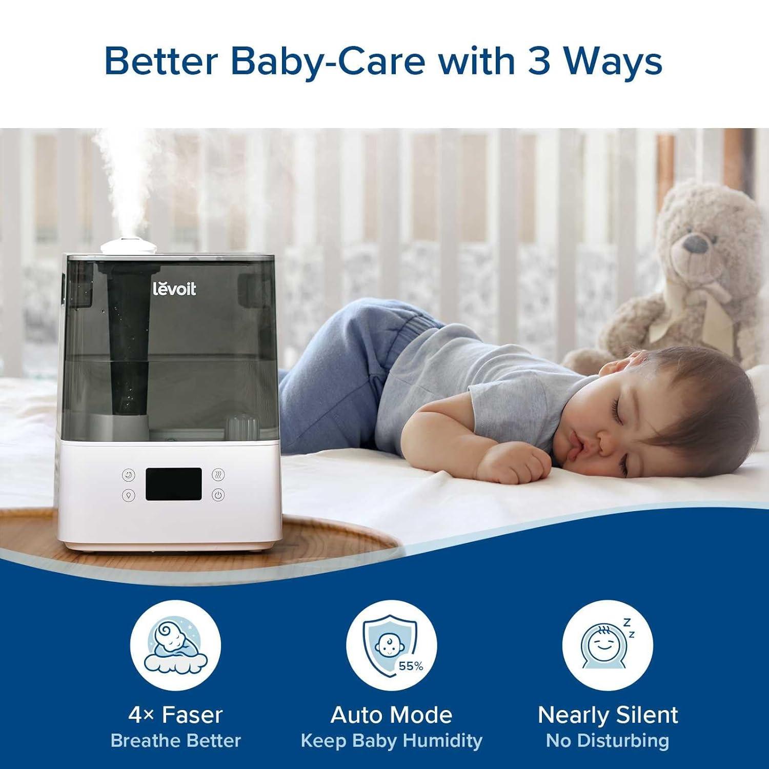 LEVOIT Smart Humidifiers for Bedroom Large Room Home,(6L) Cool Mist Top Fill Essential Oil Diffuser for Baby & Plants,Smart App & Voice Control, Rapid Humidification & Auto Mode-Quiet Sleep Mode, Gray