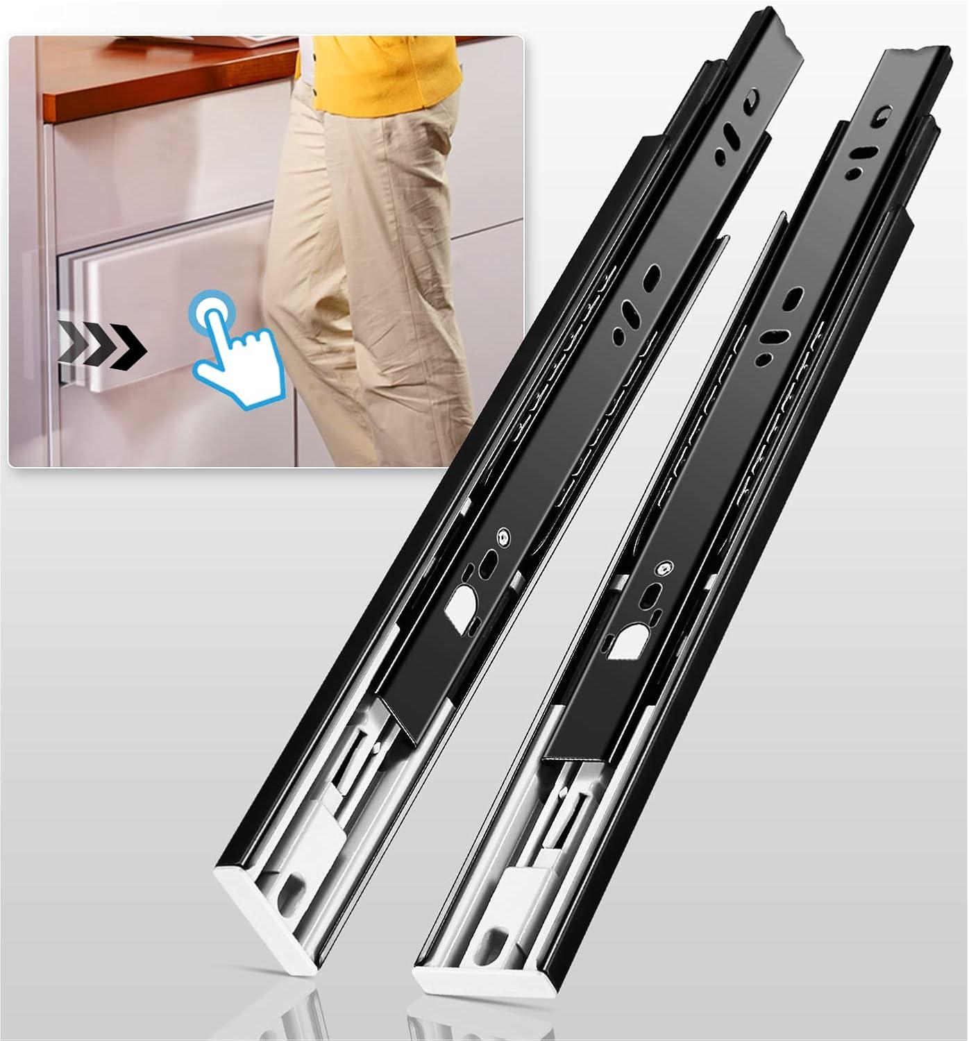 Push to Open Black Steel Ball Bearing Drawer Slides