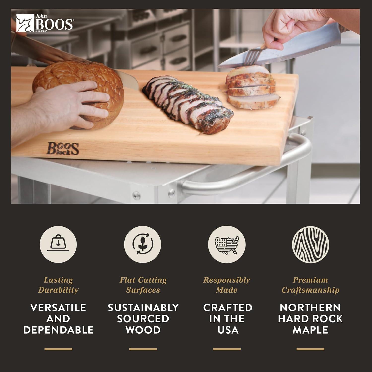 John Boos Cucina John Boos BBQ Collection Reversible Wood Cutting Board w/Juice Groove, Maple