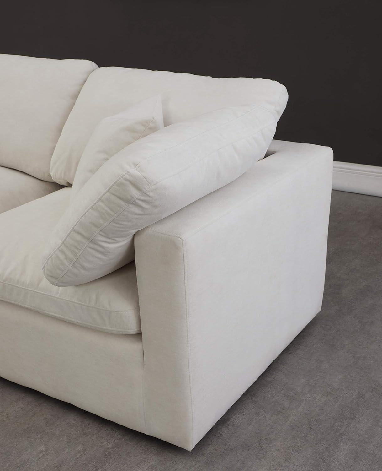 Meridian Furniture Plush Standard Cream Velvet Modular Sofa